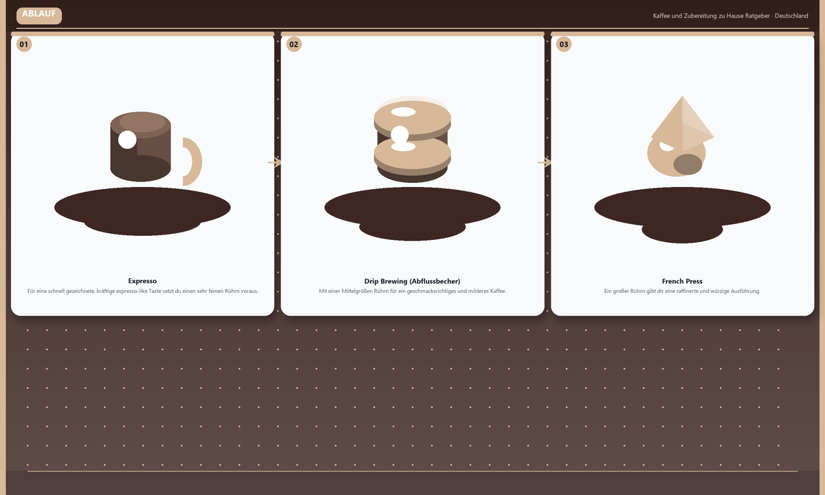 Ablauf: Expresso → Drip Brewing (Abflussbecher) → French Press