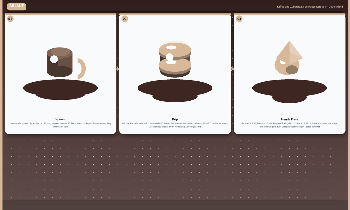 Ablauf: Espresso → Drip → French Press